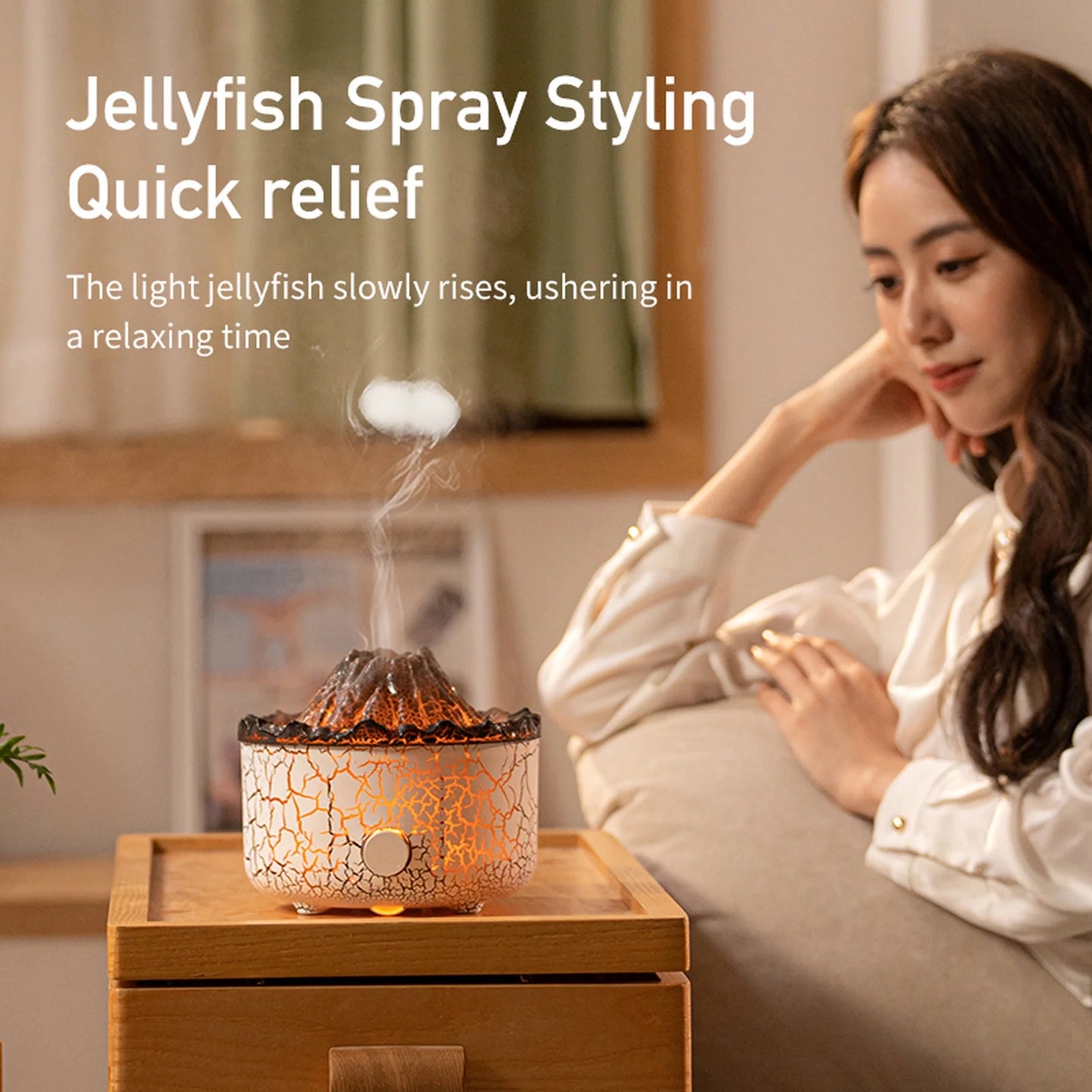 Humidifiers for Bedroom Volcanic Lava Aromatherapy Machine Home Desktop Humidifier Flame Aromatherapy Machine, A