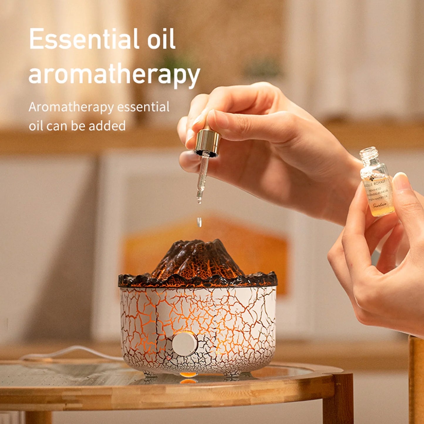 Humidifiers for Bedroom Volcanic Lava Aromatherapy Machine Home Desktop Humidifier Flame Aromatherapy Machine, A