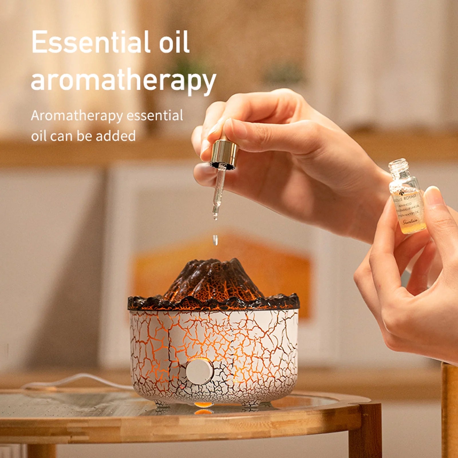 Humidifiers for Bedroom Volcanic Lava Aromatherapy Machine Home Desktop Humidifier Flame Aromatherapy Machine, A